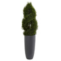4.5' Double Pond Cypress Spiral Artificial Tree in Cylinder Planter