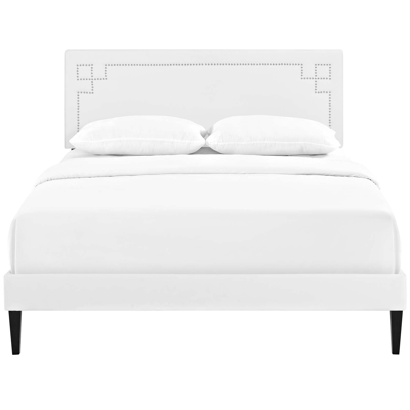 Ruthie Vinyl Queen Platform Bed with Squared Tapered Legs by Modway