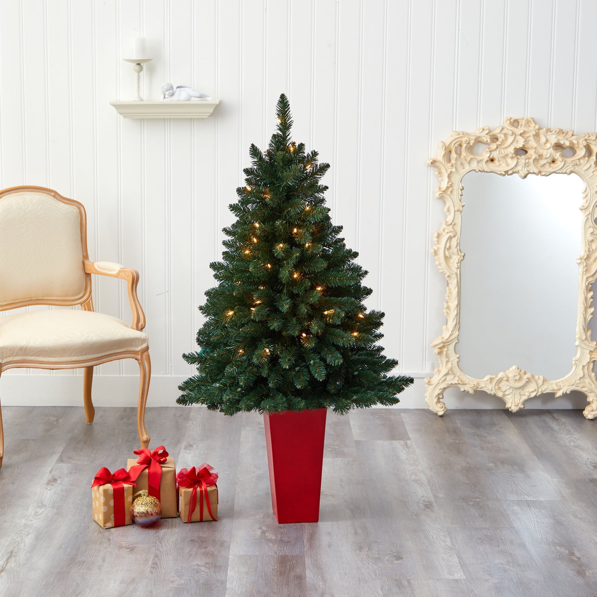 52' Northern Rocky Spruce Artificial Christmas Tree w/ 100 Clear Lights
