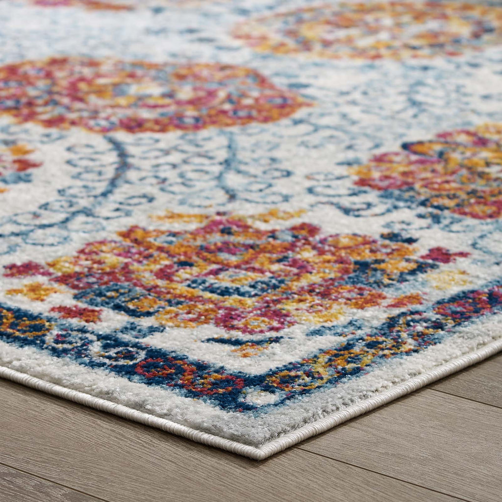 Entourage Kensie Distressed Floral Moroccan Trellis 5x8 Area Rug by Modway