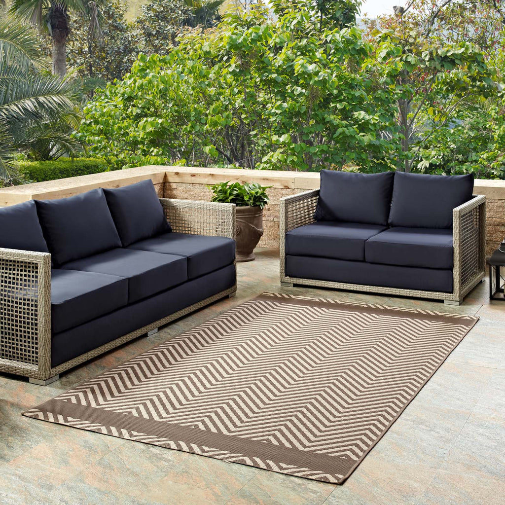 Optica Chevron With End Borders Indoor and Outdoor 5x8 Area Rug by Modway