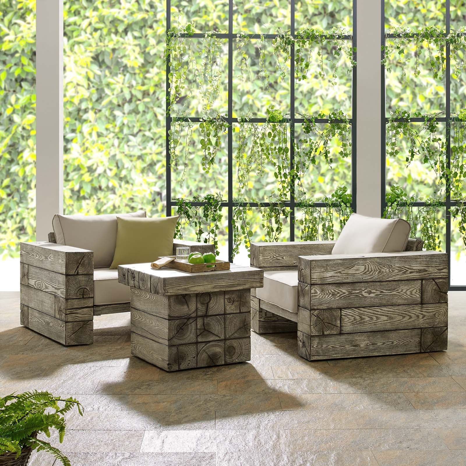 Manteo Rustic Coastal Outdoor Patio Sunbrella¨ 3 Piece Set