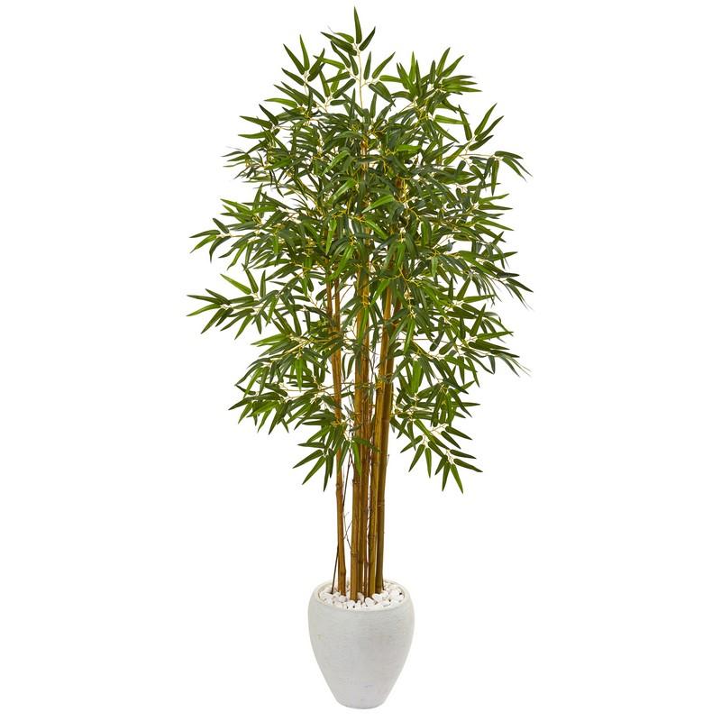 65"  Multi Bambusa Bamboo Artificial Tree in White Planter