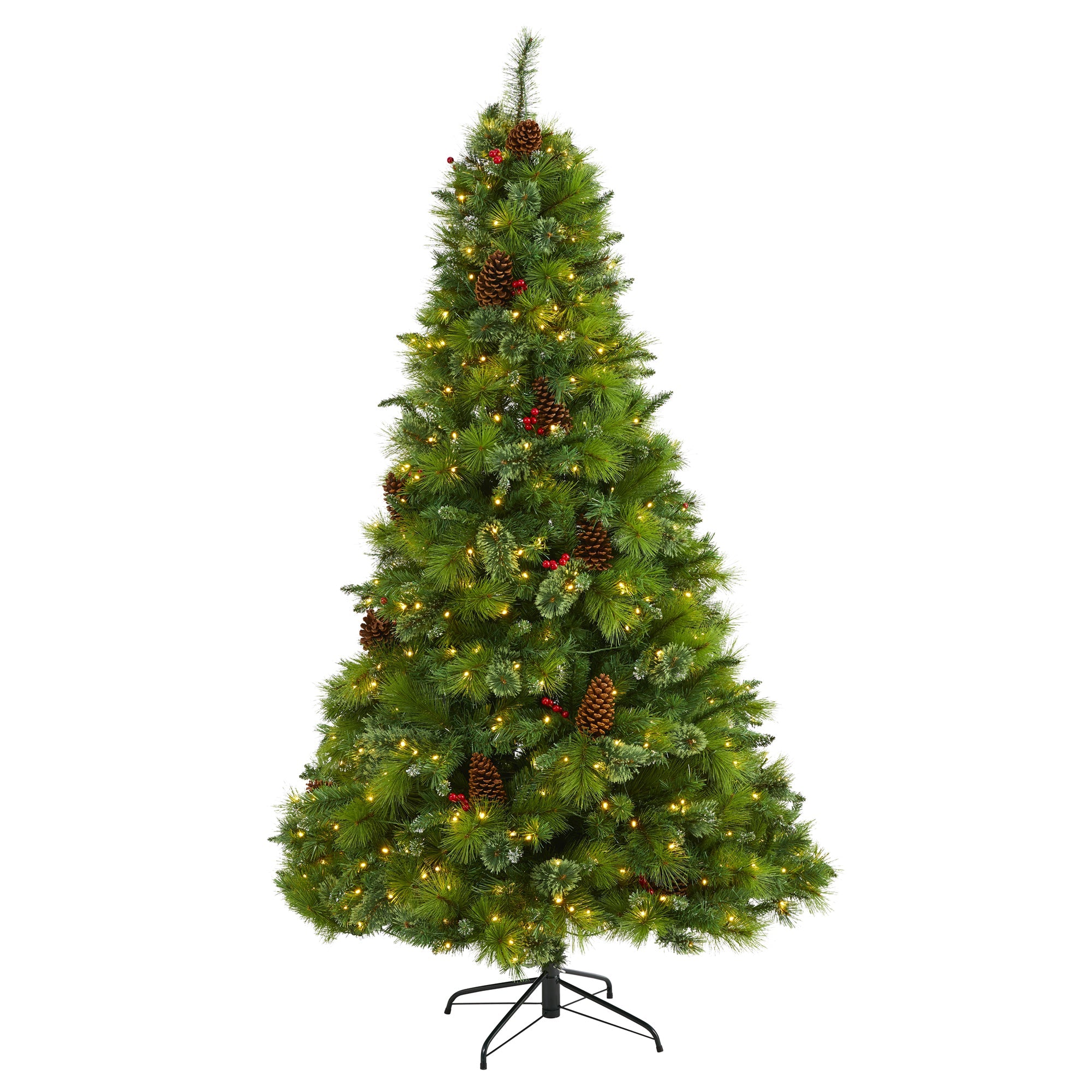 7' Montana Mixed Pine Artificial Christmas Tree w/ Pine Cones, Berries