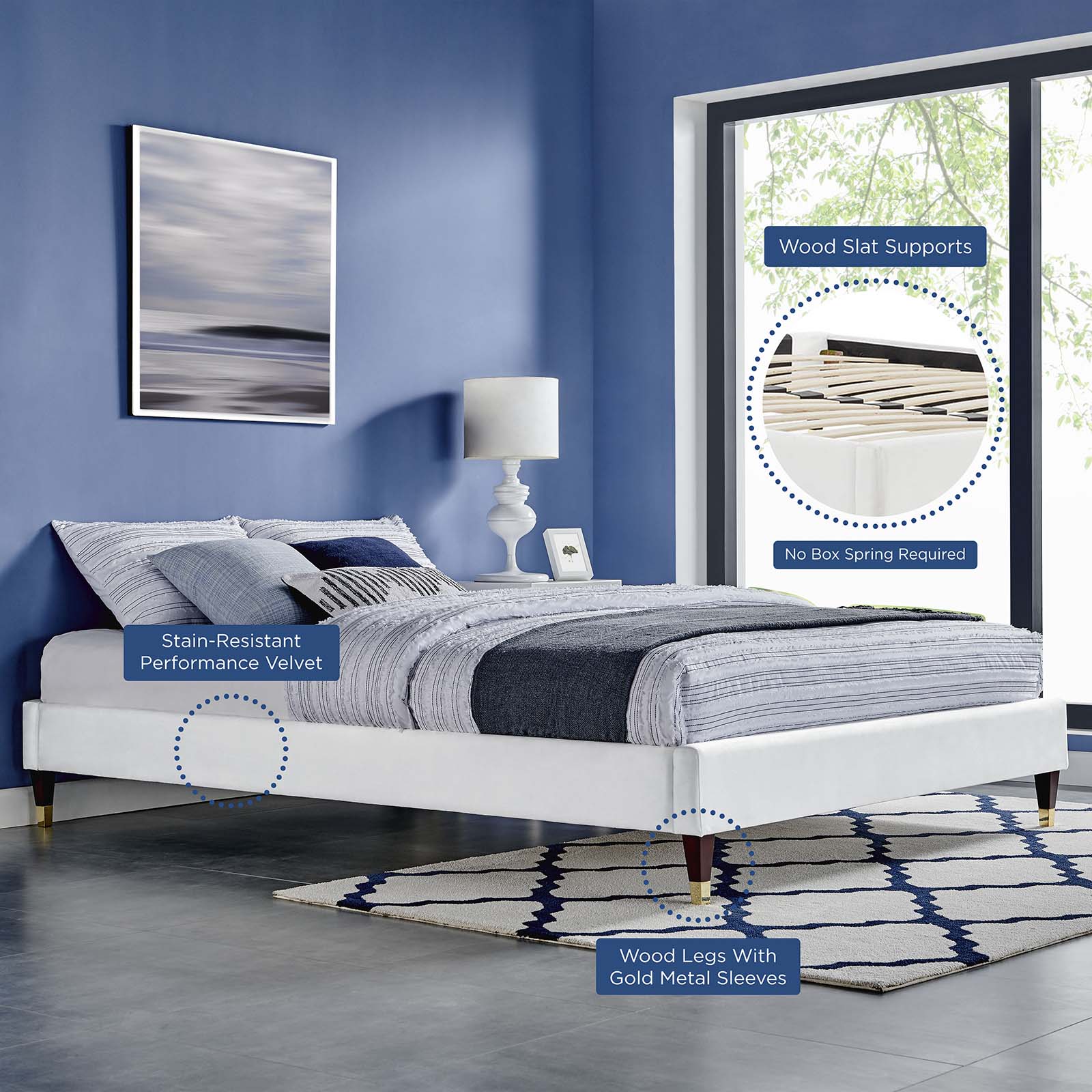 Harlow Performance Velvet Twin Platform Bed Frame by Modway
