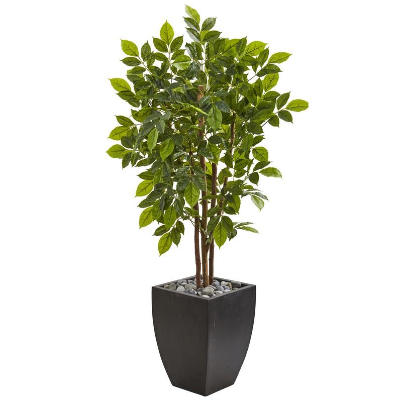 57"  River Birch Artificial Tree in Black Planter