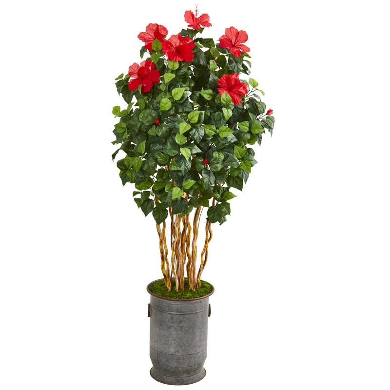67"  Hibiscus Artificial Tree in Decorative Planter