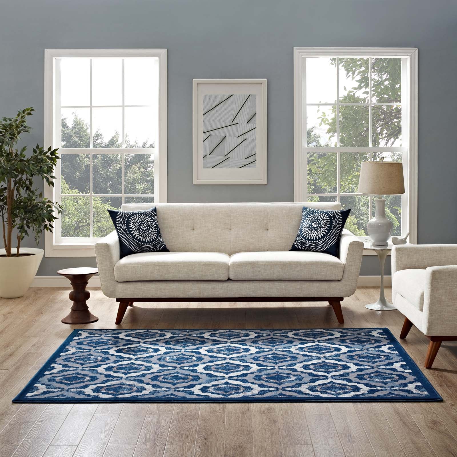 Kalinda Rustic Vintage Moroccan Trellis 5x8 Area Rug by Modway