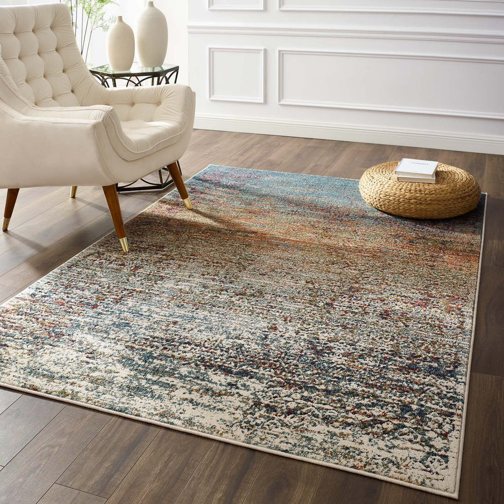 Tribute Jacinda Rustic Distressed Vintage Lattice 5x8 Area Rug by Modway