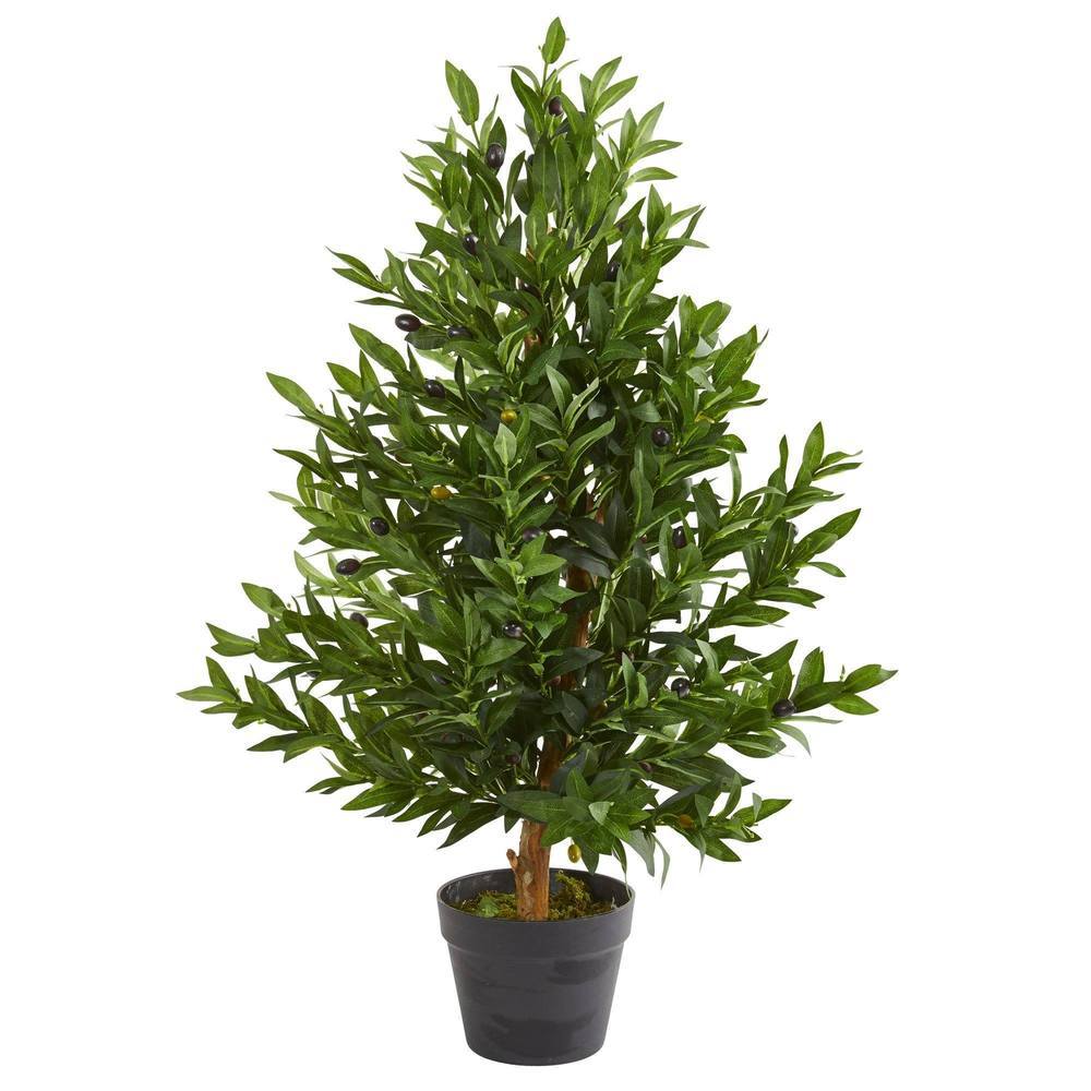 35"  Olive Cone Topiary Artificial Tree UV Resistant (Indoor/Outdoor)