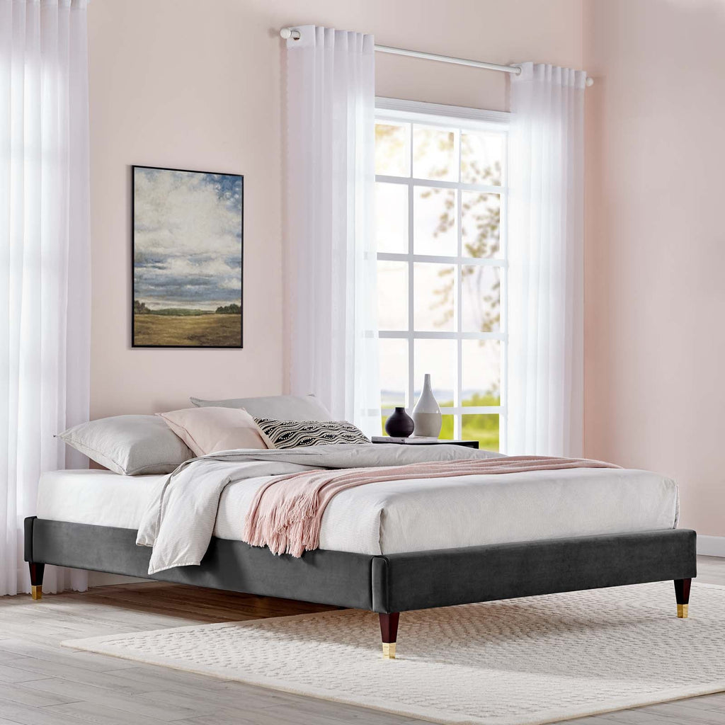 Harlow Performance Velvet King Platform Bed Frame by Modway