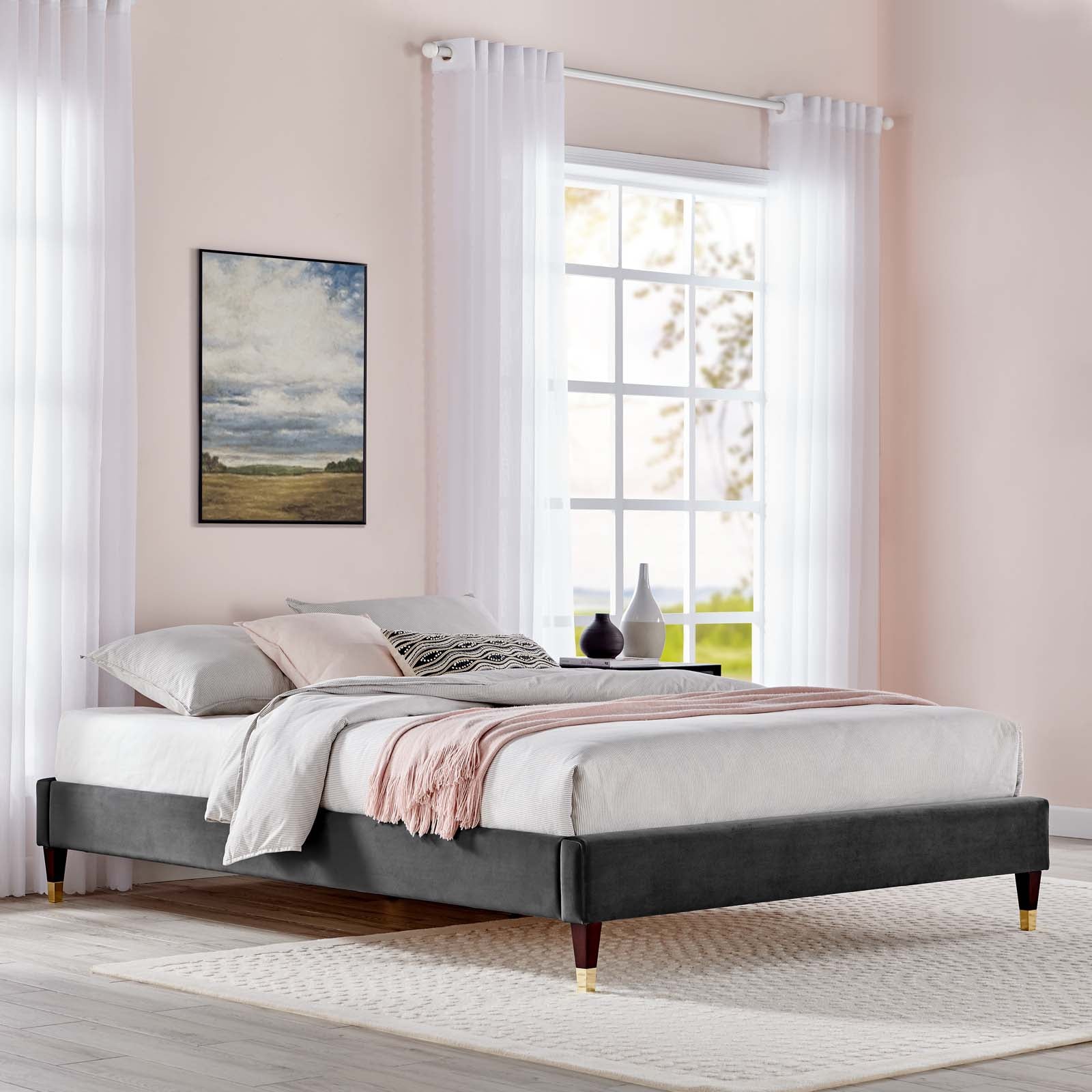 Harlow Performance Velvet King Platform Bed Frame by Modway