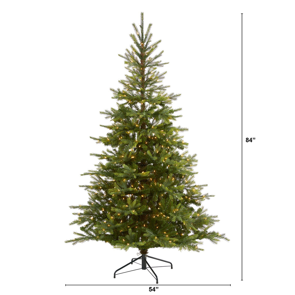 7' North Carolina Spruce Artificial Christmas Tree w 450 Clear Lights