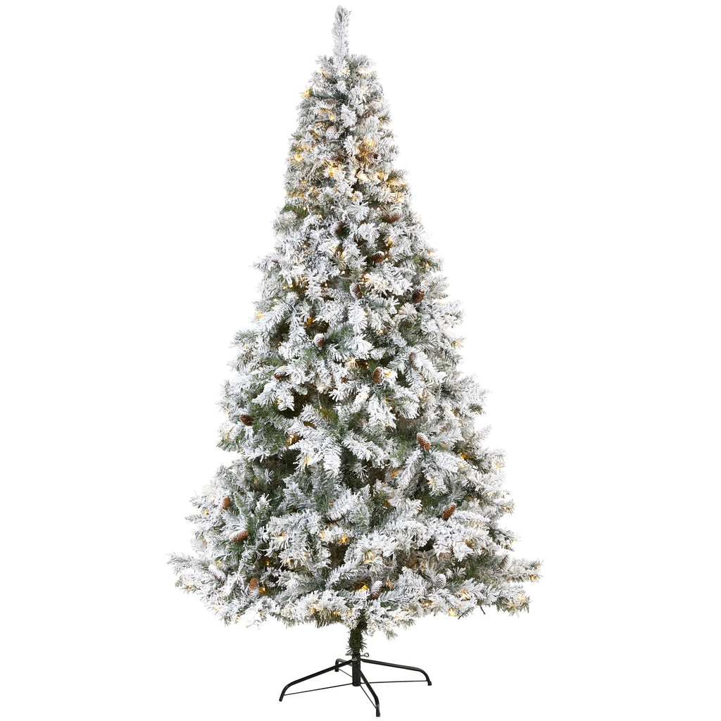 8' Flocked White River Mountain Pine Artificial Christmas Tree