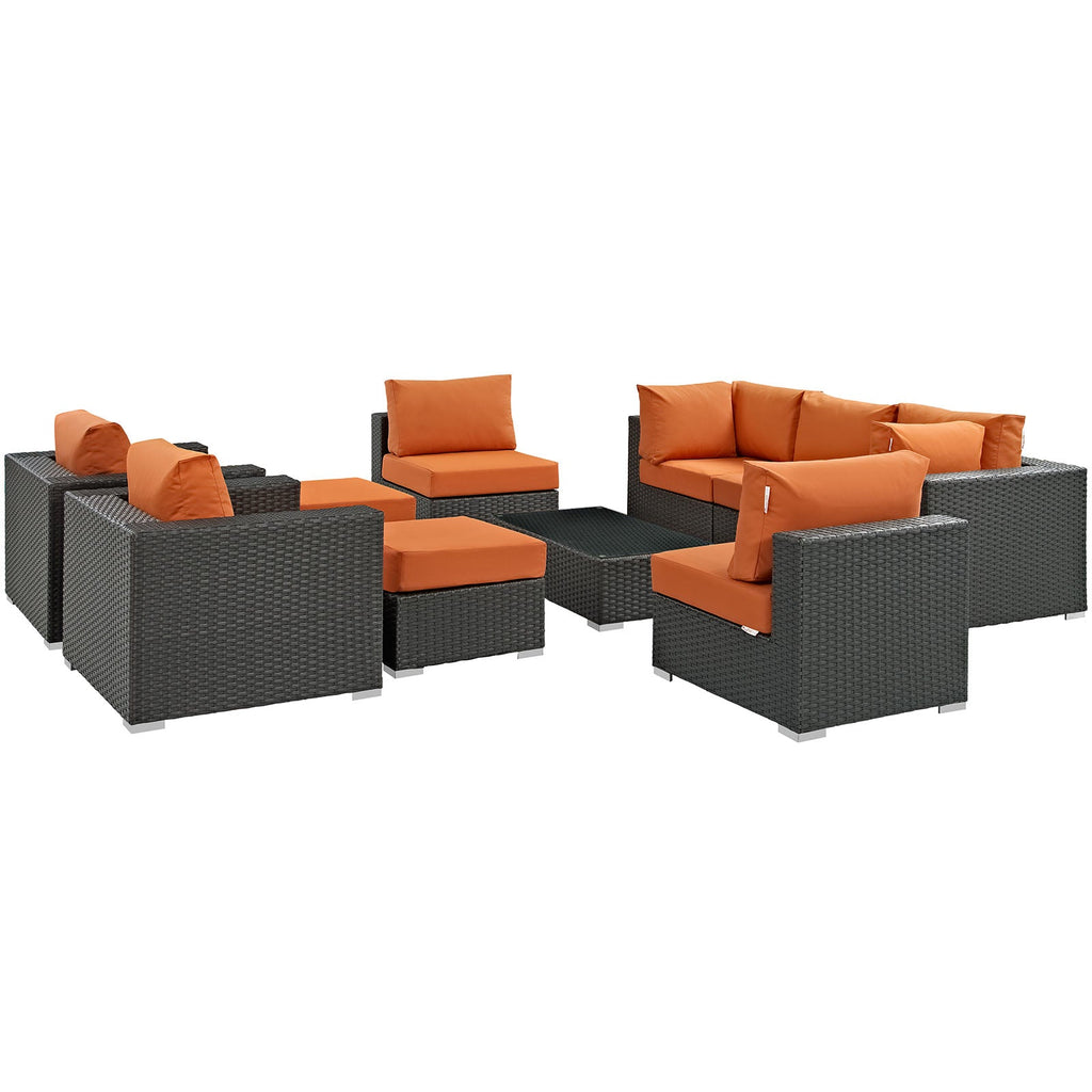 Sojourn 10 Piece Outdoor Patio Sunbrella¨ Sectional Set by Modway