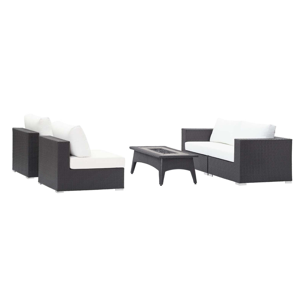 Convene 5 Piece Set Outdoor Patio with Fire Pit by Modway