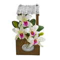 14"  Cattleya Orchid Artificial Arrangement in Tin Roof Planter