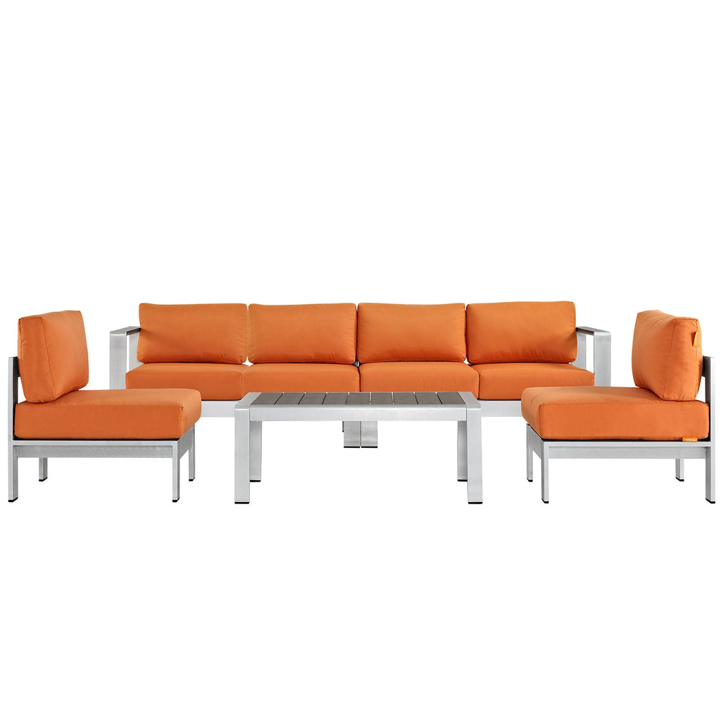 Shore 5 Piece Outdoor Patio Aluminum Sectional Sofa Set by Modway