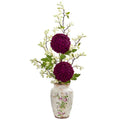 39"  Mum and Thistle Artificial Arrangement in Floral Vase