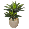 34"  Double Agave Succulent Artificial Plant in Sand Stone Planter