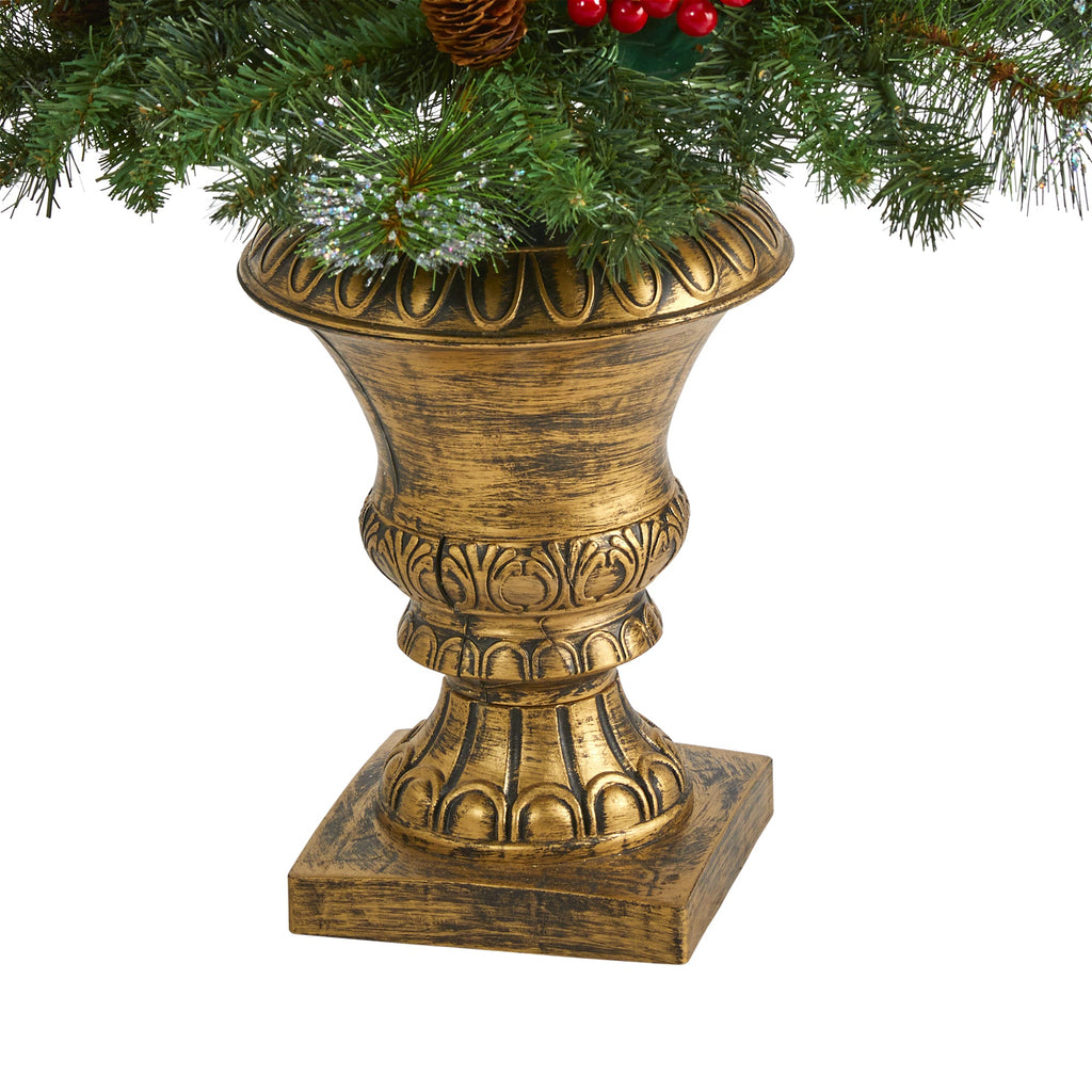 4' Pine, Pinecone & Berries Artificial Christmas Tree w/ 100 Clear LED Lights