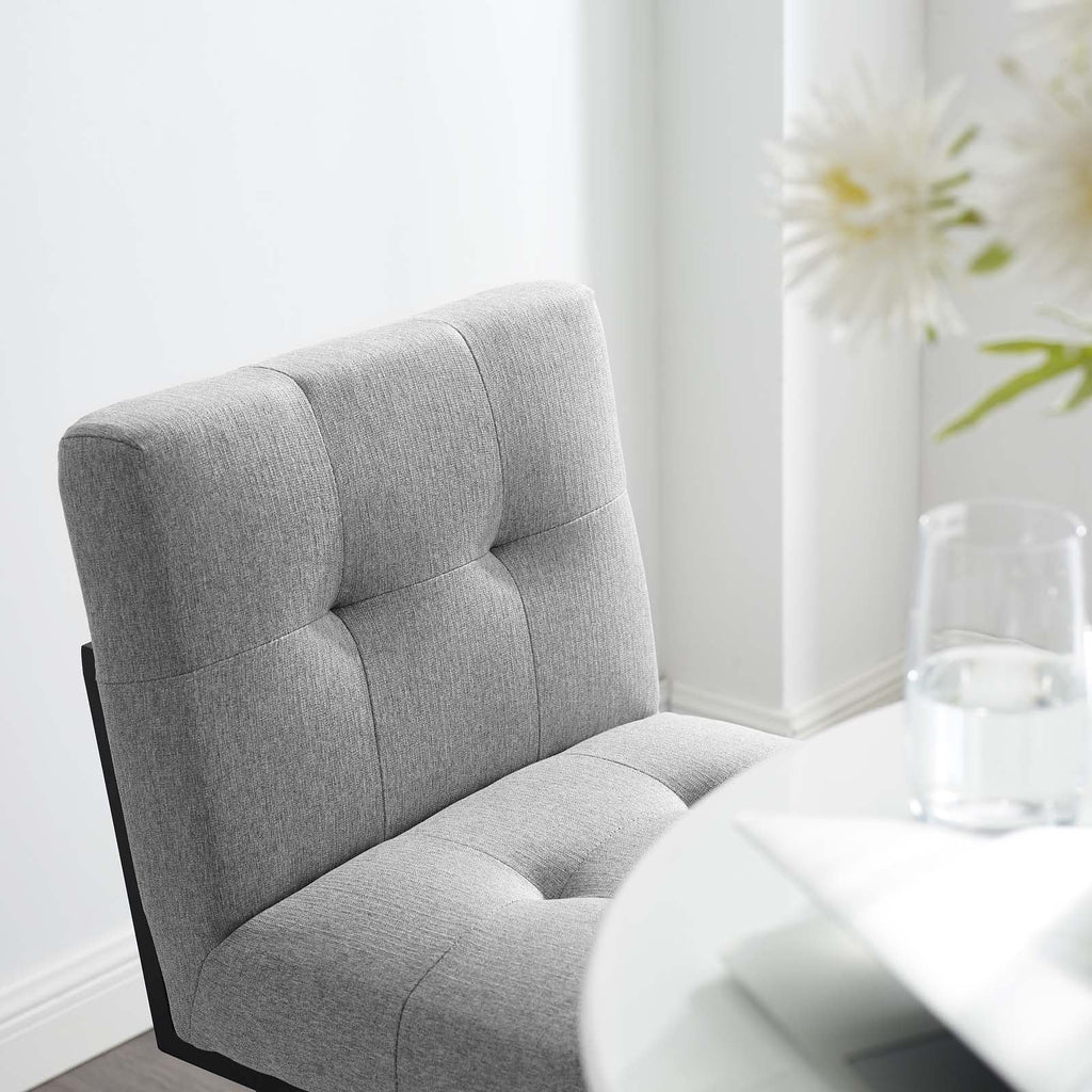Privy Black Stainless Steel Upholstered Fabric Bar Stool by Modway