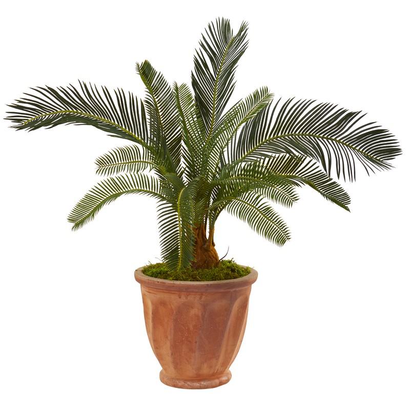 34"  Cycas Artificial Plant in Orange Planter