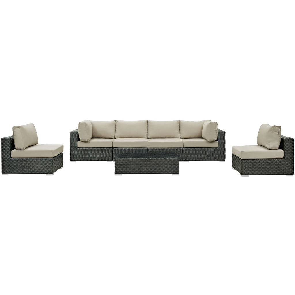 Sojourn 7 Piece Outdoor Patio Sunbrella¨ Sectional Set by Modway