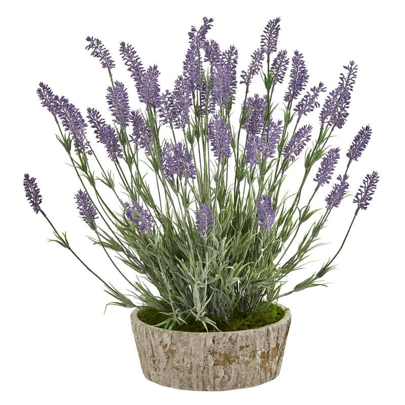 20"  Lavender Artificial Plant in Weathered Oak Planter
