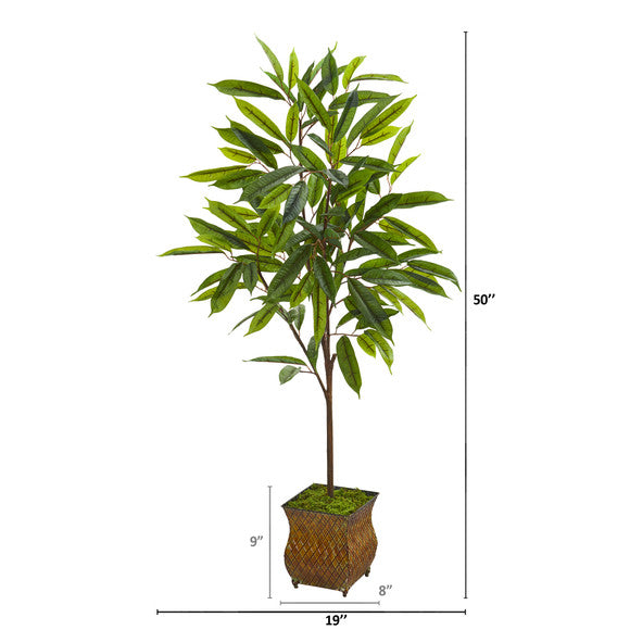 50" Ficus Artificial Plant in Decorative Metal Planter