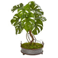 26"  Monstera Artificial Plant in Metal Planter