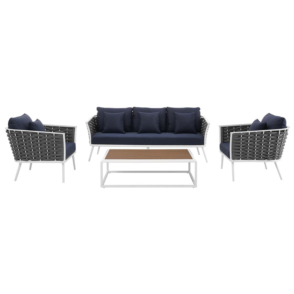 Stance 4 Piece Outdoor Patio Aluminum Sectional Sofa Set by Modway