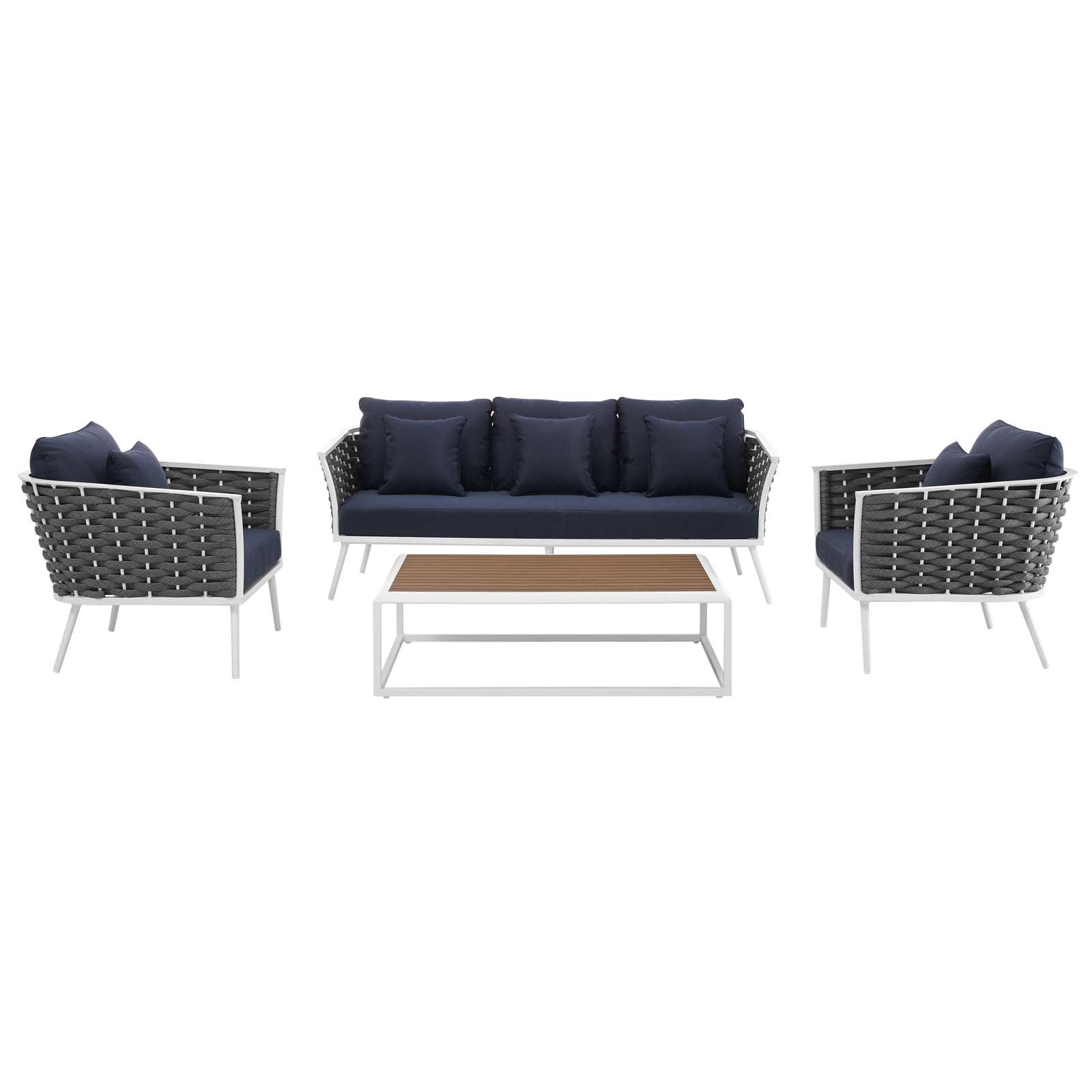 Stance 4 Piece Outdoor Patio Aluminum Sectional Sofa Set by Modway