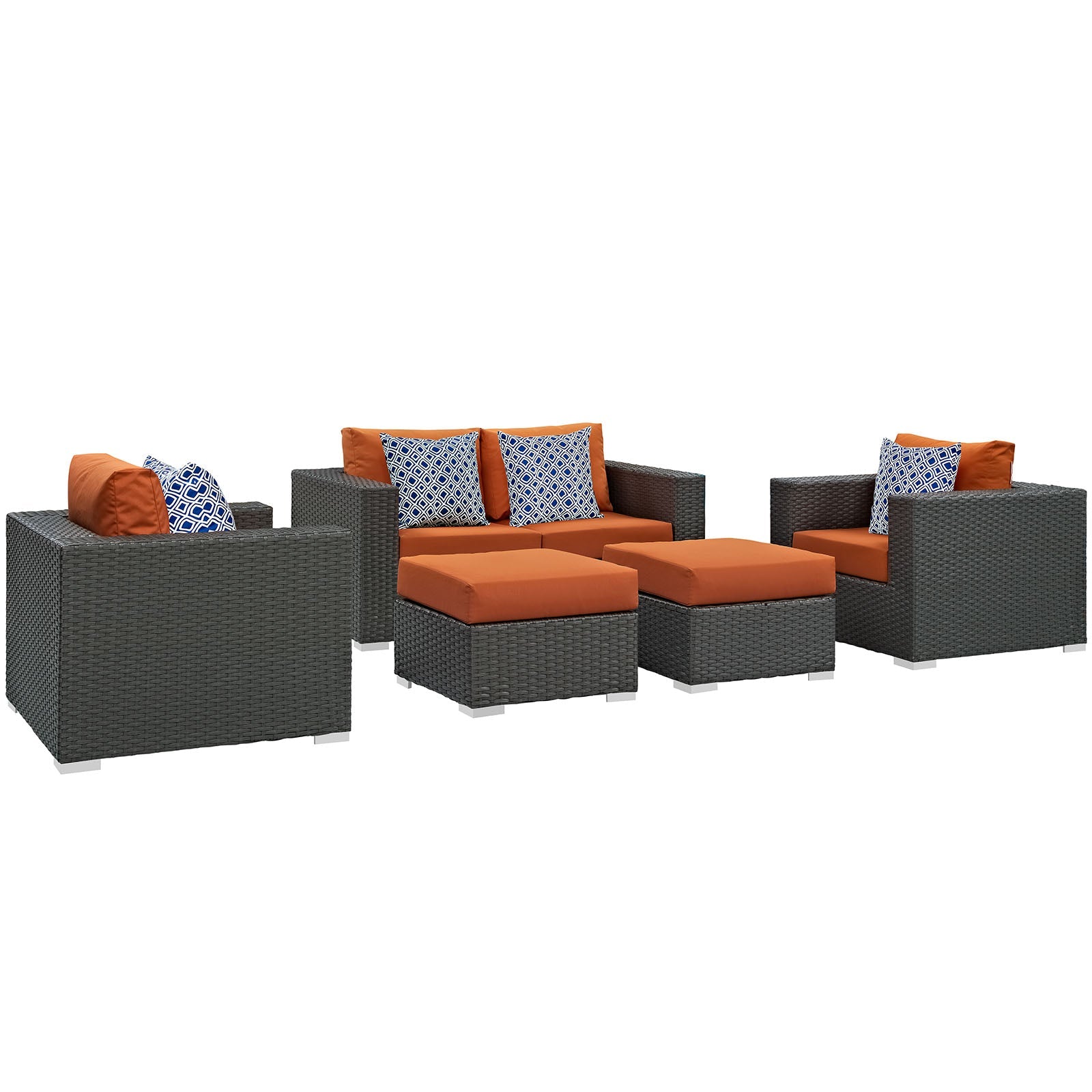 Sojourn 5 Piece Outdoor Patio Sunbrella¨ Sectional Set by Modway