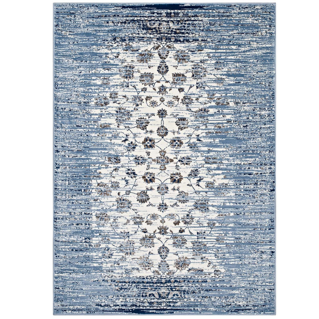 Chiara Distressed Floral Lattice Contemporary 8x10 Area Rug by Modway