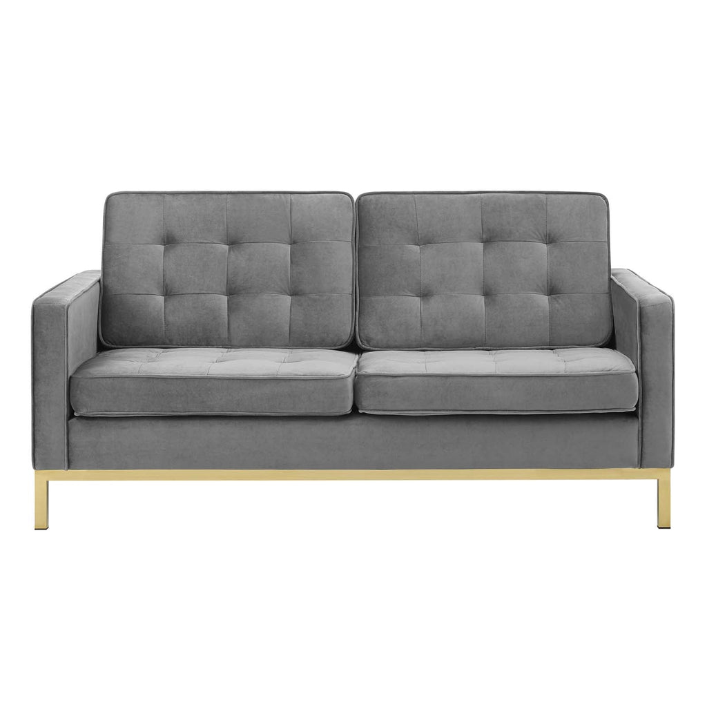 Loft Gold Stainless Steel Leg Performance Velvet Loveseat by Modway