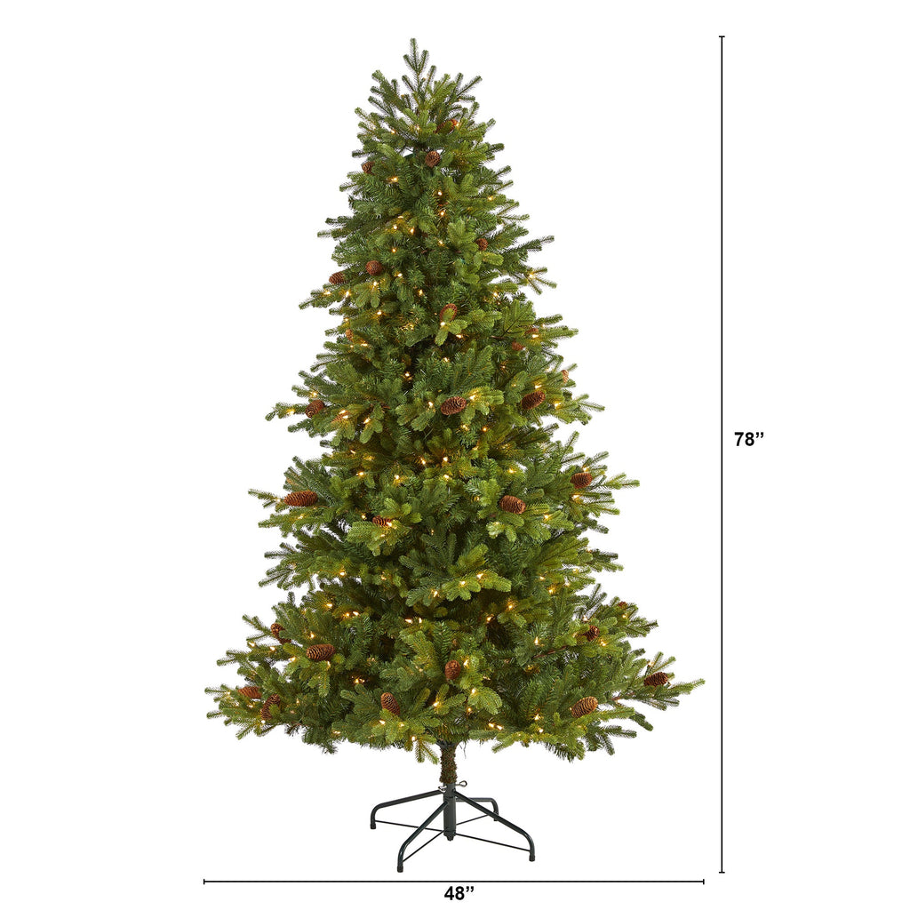 6.5' Yukon Mountain Fir Artificial Christmas Tree with 450 Clear Lights