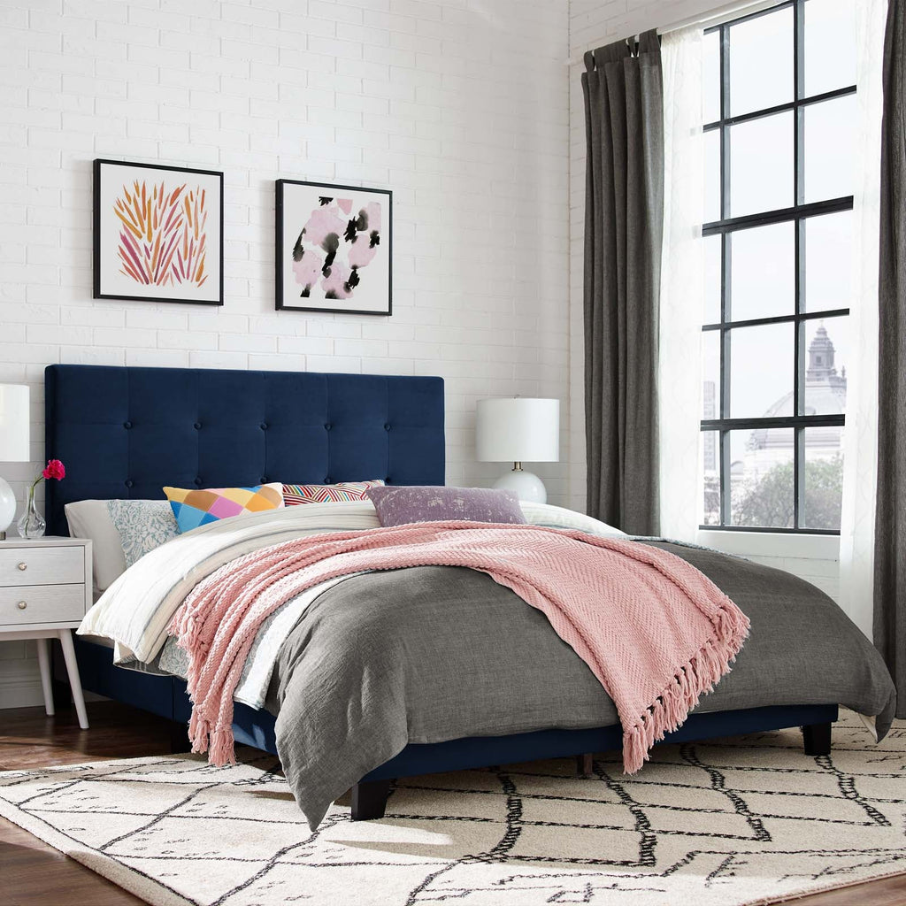 Melanie Tufted Button Upholstered Performance Velvet Queen Platform Bed by Modway