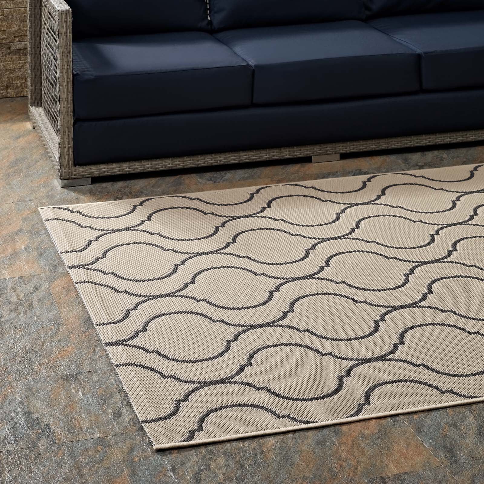 Linza Wave Abstract Trellis Indoor and Outdoor 8x10 Area Rug by Modway