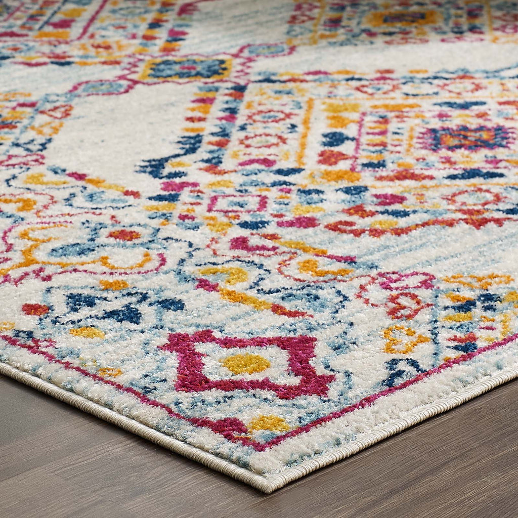 Entourage Khalida Distressed Floral Lattice 8x10 Area Rug by Modway