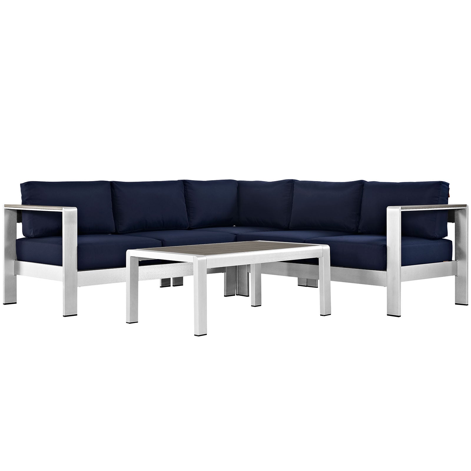 Shore 4 Piece Outdoor Patio Aluminum Sectional Sofa Set by Modway