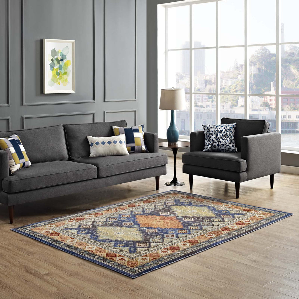 Atzi Distressed Southwestern Diamond Floral 8x10 Area Rug by Modway