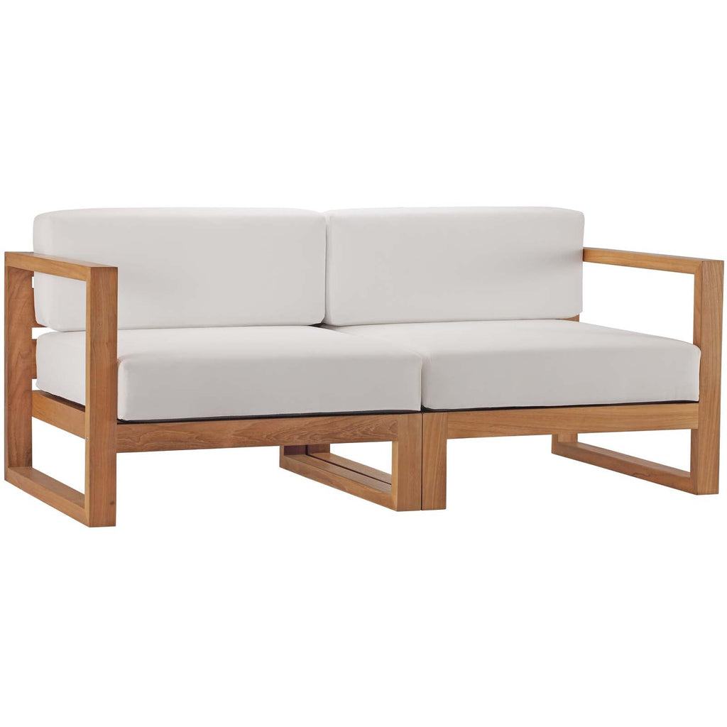 Upland 2-Piece Outdoor Patio Teak Wood Sectional Sofa Loveseat by Modway