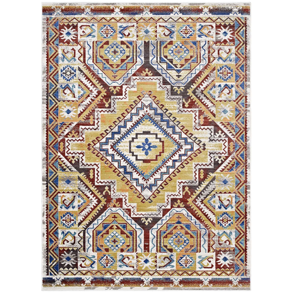 Florita Distressed Southwestern Aztec 4x6 Area Rug by Modway