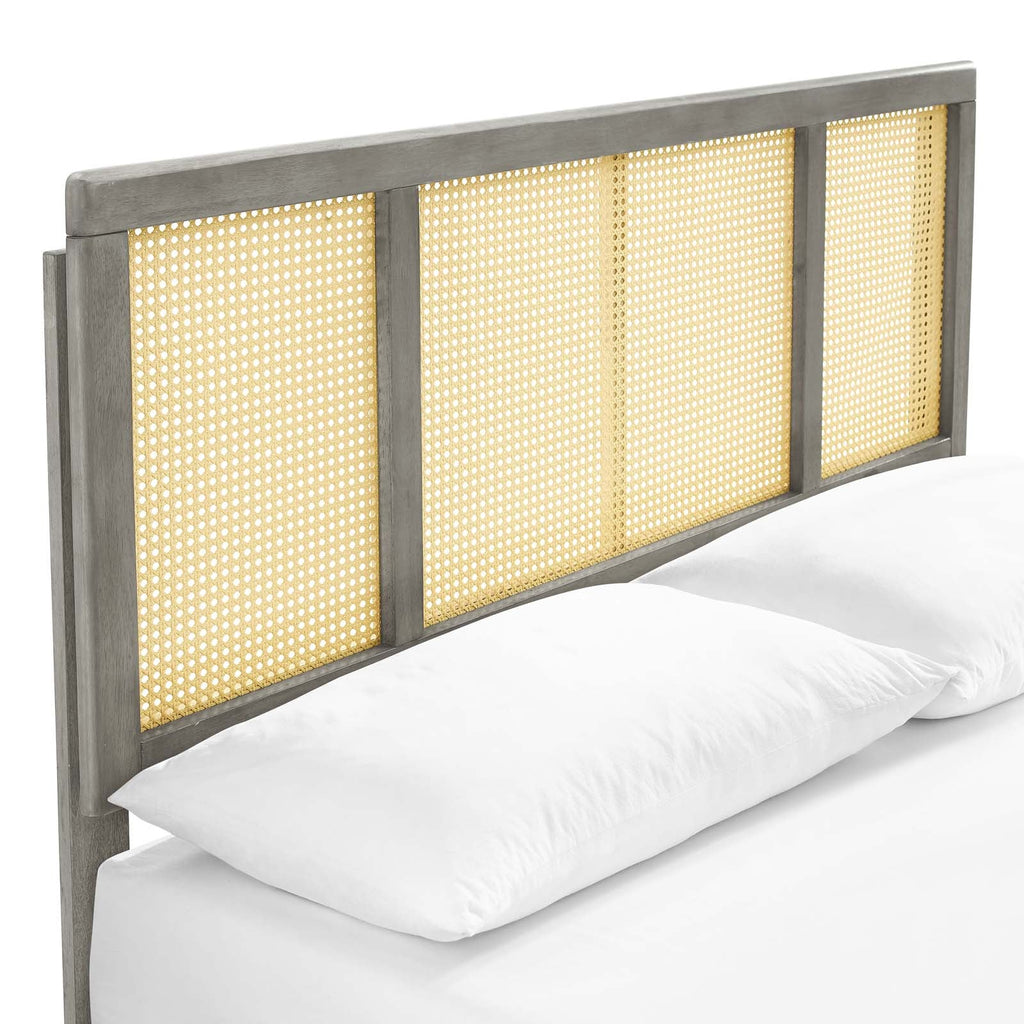Kelsea Cane and Wood Full Platform Bed With Splayed Legs by Modway