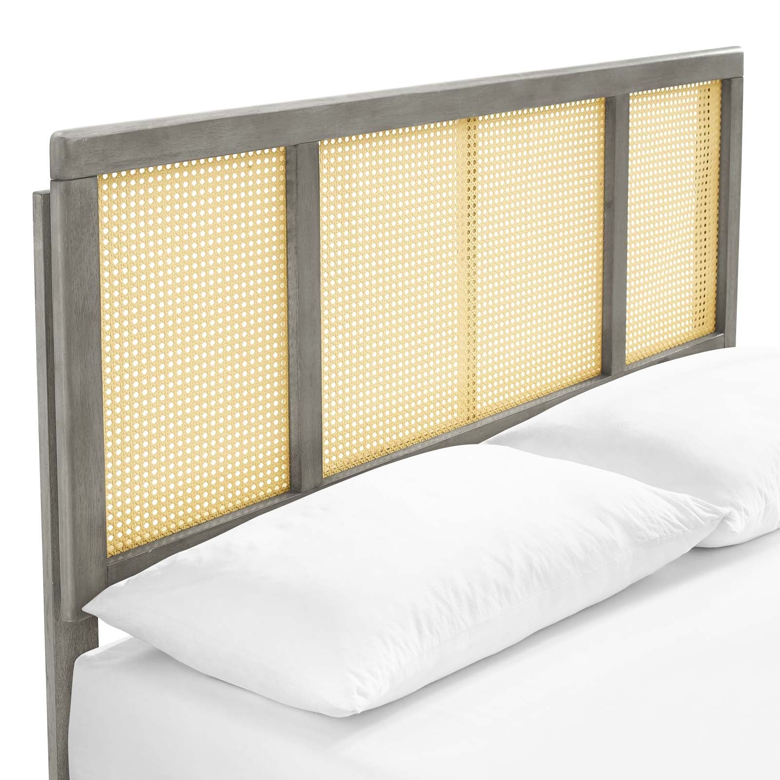 Kelsea Cane and Wood Full Platform Bed With Splayed Legs by Modway