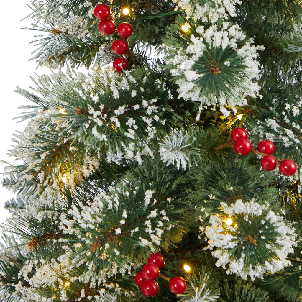 52' Frosted Swiss Pine Artificial Christmas Tree w/ 100 Clear LED Lights