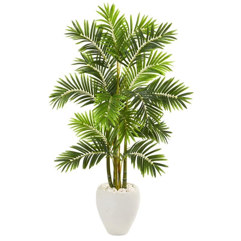63"  Areca Palm Artificial Tree in White Planter