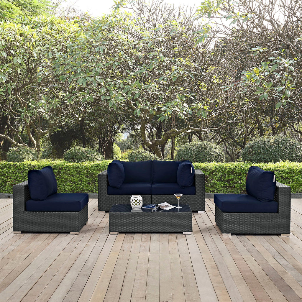 Sojourn 5 Piece Outdoor Patio Sunbrella¨ Sectional Set by Modway