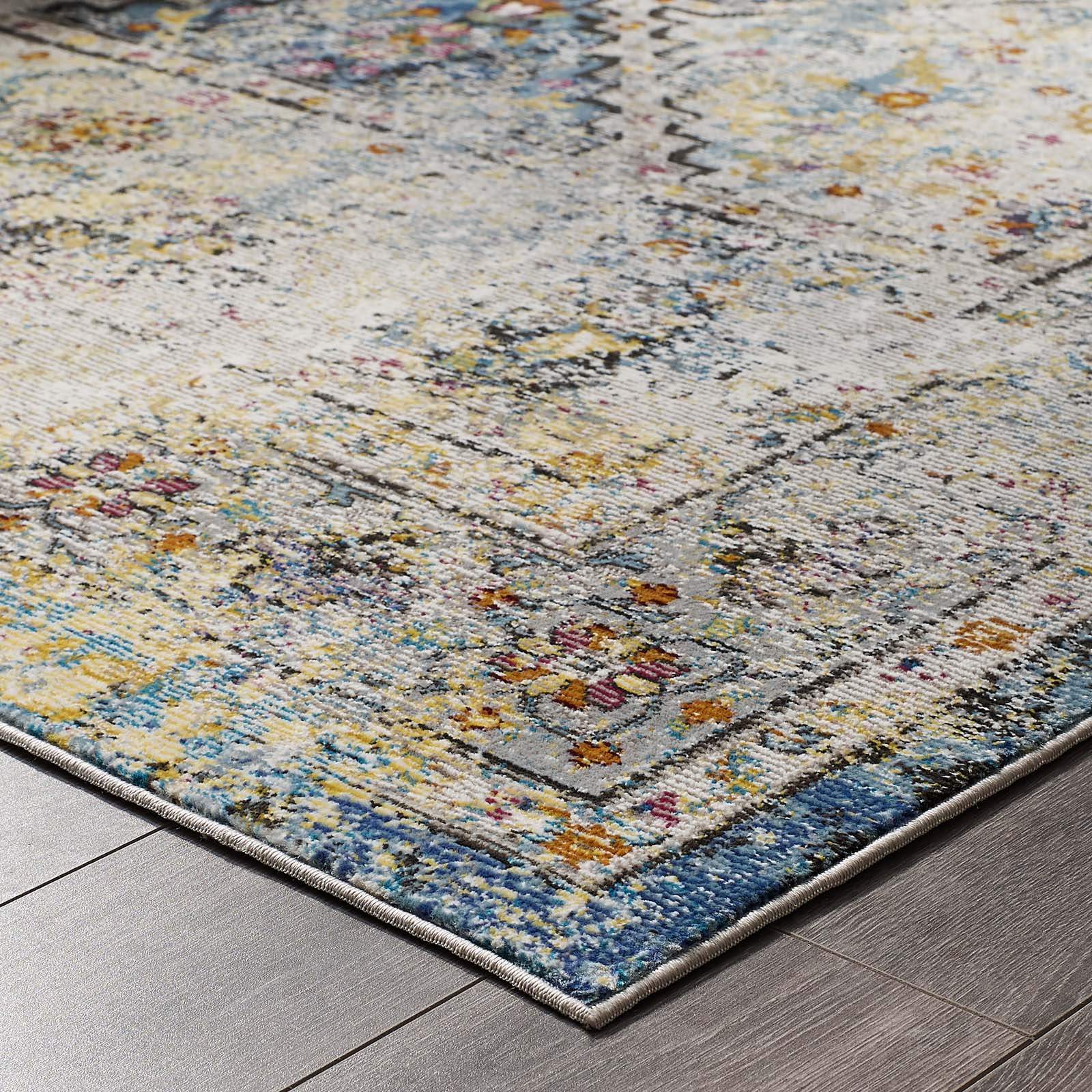Success Jacinda Distressed Vintage Floral Vintage Medallion 8x10 Area Rug by Modway